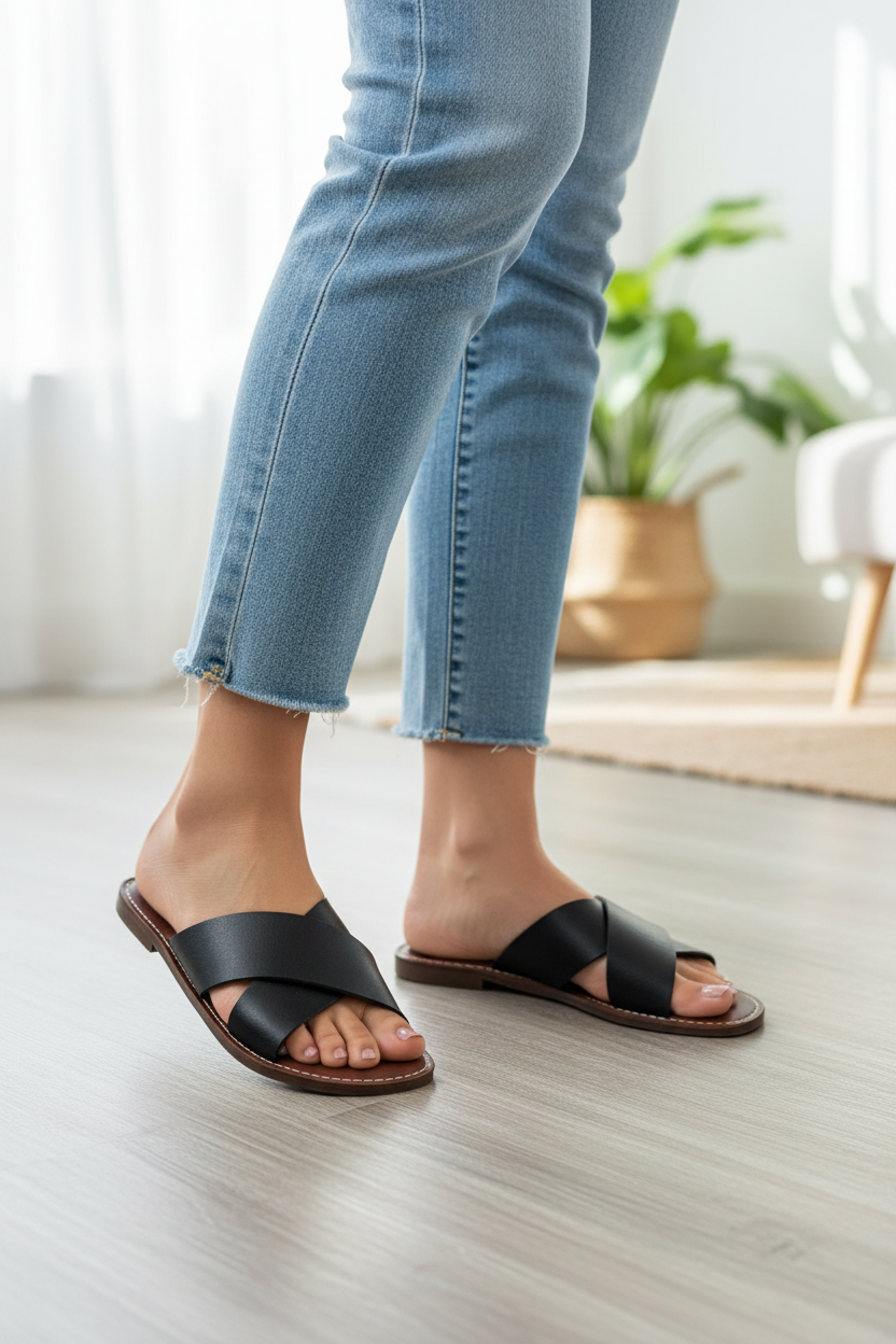 Crossed Leather sandals