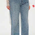 Women Fashion Casual Washed Crooked Straight Jeans