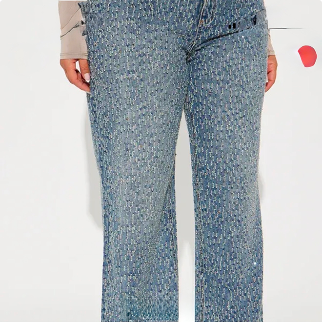 Women Fashion Casual Washed Crooked Straight Jeans